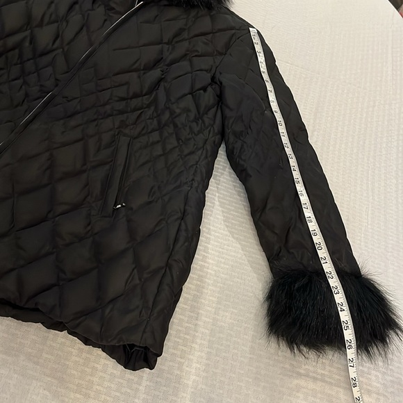 Marvin Richards Black Puffer Mid-Length Coat/Jacket with faux fur. Sz L - Picture 13 of 16